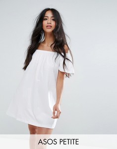 Платье мини с открытыми плечами ASOS PETITE - Белый