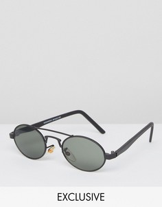 Круглые солнцезащитные очки с планкой над переносицей Reclaimed Vintage - Черный