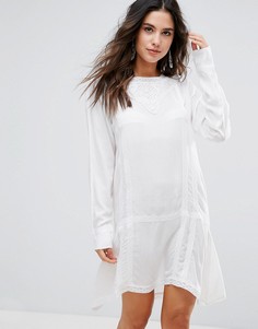 Удлиненное пляжное платье с вышивкой Anmol - Белый