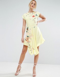 Асимметричное чайное платье с вышивкой ASOS PREMIUM - Желтый