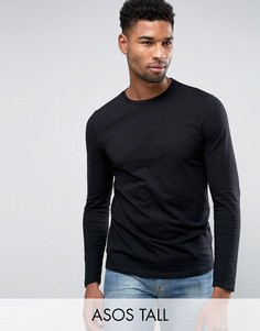 Черный лонгслив с круглым вырезом ASOS TALL - Черный