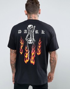Oversize-футболка с черепом на спине ASOS - Черный