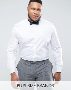 Узкая атласная рубашка с воротником-стойкой и двойными манжетами ASOS PLUS WEDDING - Белый