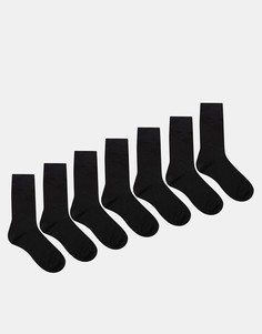 Комплект из 7 пар черных носков ASOS - Черный