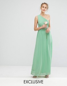 Платье макси на одно плечо с отделкой TFNC WEDDING - Зеленый