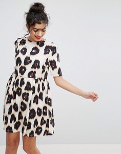 Свободное платье со звериным принтом ASOS - Мульти