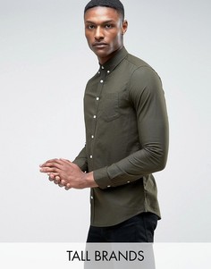 Оксфордская рубашка цвета хаки Burton Menswear TALL - Зеленый