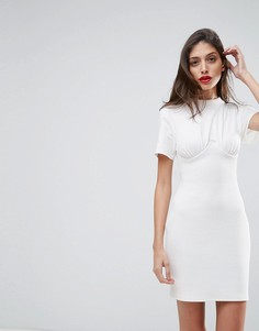 Корсетное платье мини в рубчик с чашечками на косточках ASOS - Белый