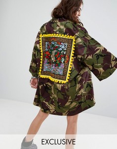 Кимоно с камуфляжным принтом Reclaimed Vintage Inspired - Зеленый