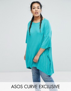 Oversize-топ в рубчик ASOS CURVE - Зеленый