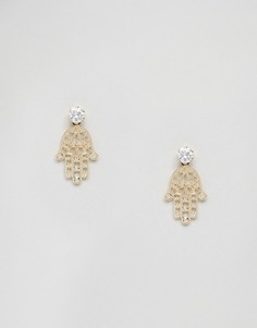 Серьги-гвоздики ограниченной серии с филигранной отделкой рука Фатимы - Золотой Asos