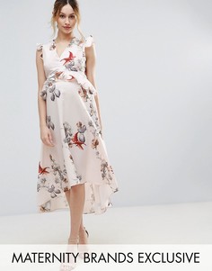 Платье миди с цветочным принтом и асимметричным краем Hope &amp; Ivy Maternity - Мульти