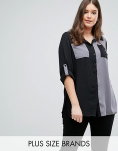 Рубашка с контрастными карманами Plus-size - Мульти Lovedrobe
