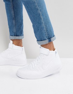 Белые трикотажные кроссовки средней высоты Nike Air Force 1 817420-102 - Белый