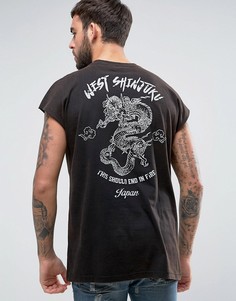 Oversize-футболка без рукавов с принтом на спине ASOS - Серый