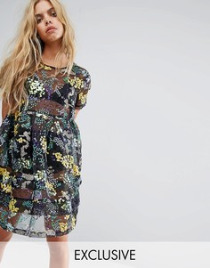 Сетчатое платье с пайетками Mad But Magic - Серебряный