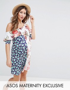 Платье с принтом и вырезами на плечах ASOS Maternity - Мульти