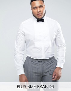 Зауженная рубашка с плиссированной вставкой ASOS PLUS WEDDING - Белый