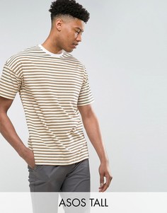 Свободная полосатая футболка в стиле ретро ASOS TALL - Белый