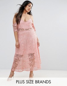 Платье с кружевной накладкой Boohoo Plus - Розовый