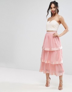 Ярусная юбка макси PrettyLittleThing - Розовый