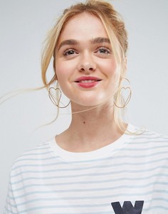 Серьги в виде незамкнутых колец с сердцами ASOS - Золотой