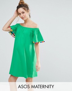 Платье с помпонами ASOS Maternity - Зеленый