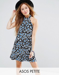 Легкое летнее платье с синим леопардовым принтом ASOS PETITE - Синий