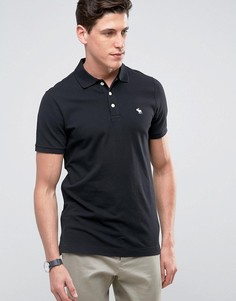 Черная облегающая футболка-поло из эластичного пике Abercrombie &amp; Fitch - Черный