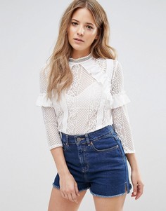Кружевная блузка с оборками Miss Selfridge - Мульти