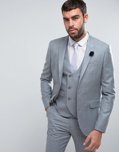 Узкий пиджак из 100% мериносовой шерсти ASOS WEDDING - Серый