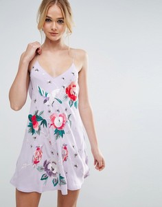 Платье-комбинация с вышивкой ASOS PREMIUM - Фиолетовый