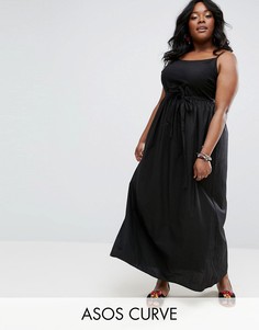 Хлопковое платье макси ASOS CURVE - Черный