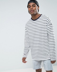 Oversize-лонгслив в полоску ASOS - Белый