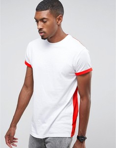 Длинная футболка с контрастной спиной и отворотами на рукавах ASOS - Белый