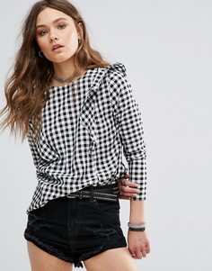 Блузка в клеточку с рюшами New Look - Белый