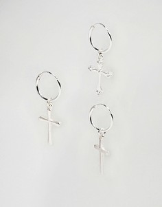 Серьги-кольца с крестиками Chained &amp; Able - Серебряный