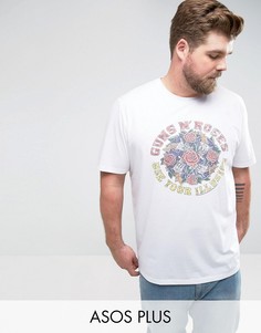 Свободная футболка с принтом ASOS PLUS - Белый