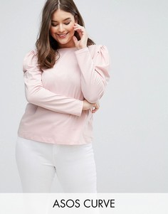 Топ со сборками на рукавах ASOS CURVE - Розовый