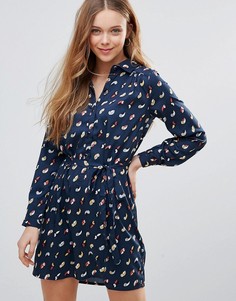 Платье-рубашка с принтом Yumi - Темно-синий