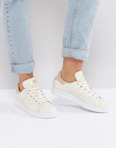 Белые кроссовки со светло-коричневой отделкой adidas Originals Stan Smith - Кремовый