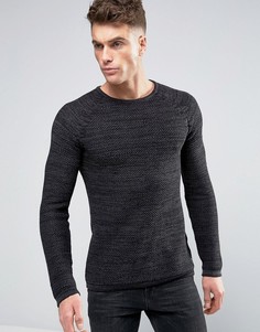 Хлопковый свитер с вафельной текстурой Blend - Черный
