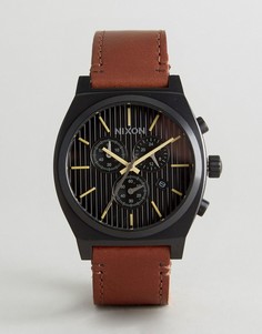 Часы со светло-коричневым кожаным ремешком и хронографом Nixon Time Teller - Рыжий