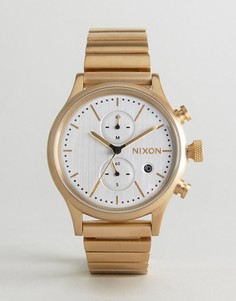Золотистые часы с хронографом Nixon Station - Золотой