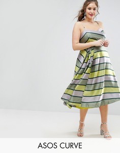 Платье миди для выпускного в полоску ASOS CURVE SALON - Мульти