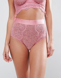 Трусы с завышенной талией и шнуровкой ASOS Rai - Розовый