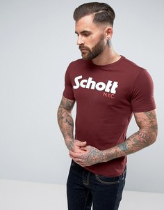 Бордовая футболка с логотипом Schott - Красный