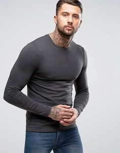 Облегающий выбеленный черный лонгслив ASOS - Черный