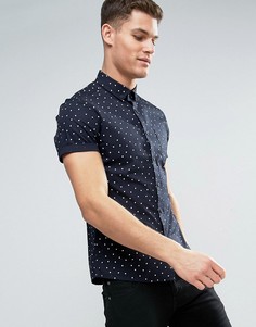 Облегающая рубашка в горошек ASOS - Темно-синий