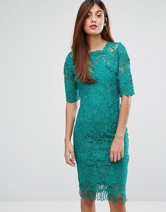Кружевное платье с высоким воротом Paperdolls - Зеленый